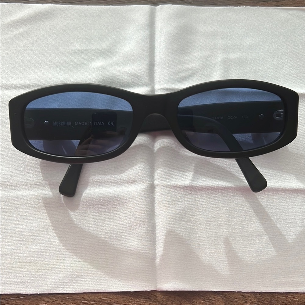 Vintage Y2K Moschino Black Sunglasses with Blue Lenses